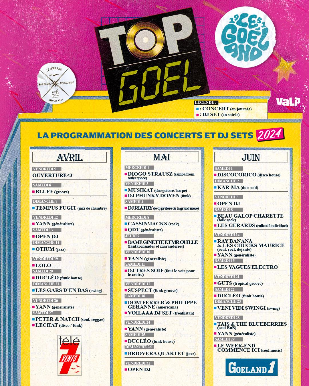 Programmation Concert Programmation estivale | Concerts | Le goeland 1951